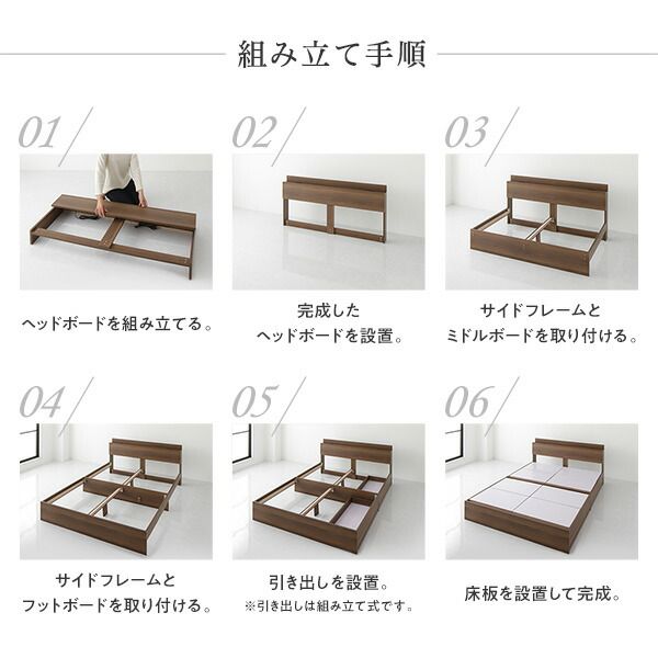 スーパSALE10倍＆4時間限定10％OFF 収納付き ベッド ダブル 引き出し付き キャスター付き 棚付き コンセント付き ブラック ベッドフレームのみ