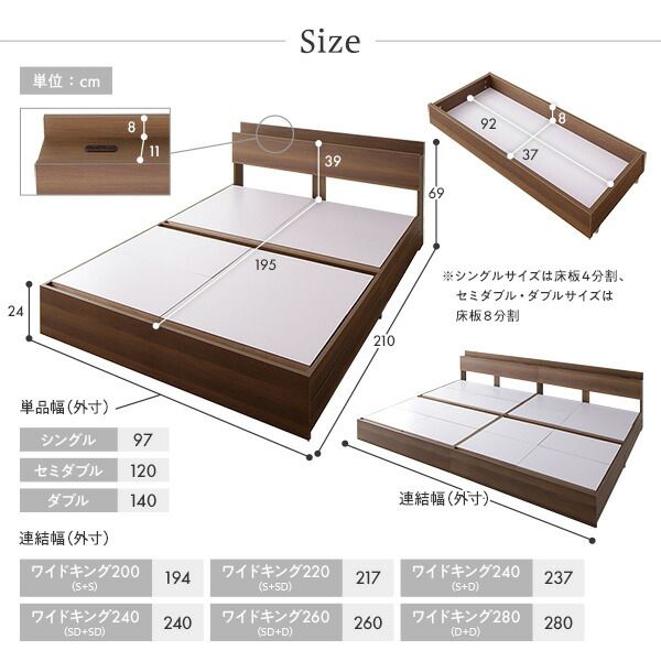 スーパSALE10倍＆4時間限定10％OFF 収納付き ベッド セミダブル 引き出し付き キャスター付き 棚付き コンセント付き ブラック ボンネルコイルマットレス付き