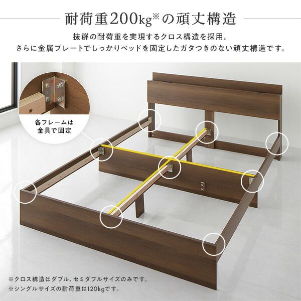 スーパSALE10倍＆4時間限定10％OFF 収納付き ベッド シングル 引き出し付き キャスター付き 棚付き コンセント付き ブラウン ボンネルコイルマットレス付き