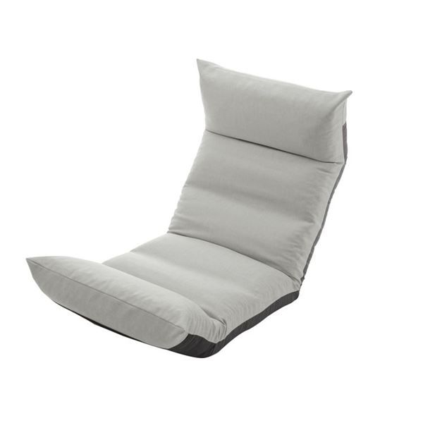 リクライニング フロアチェア/座椅子 グレー 幅54cm 日本製 折りたたみ収納可 スチールパイプ ウレタン 〔リビング〕代引NG