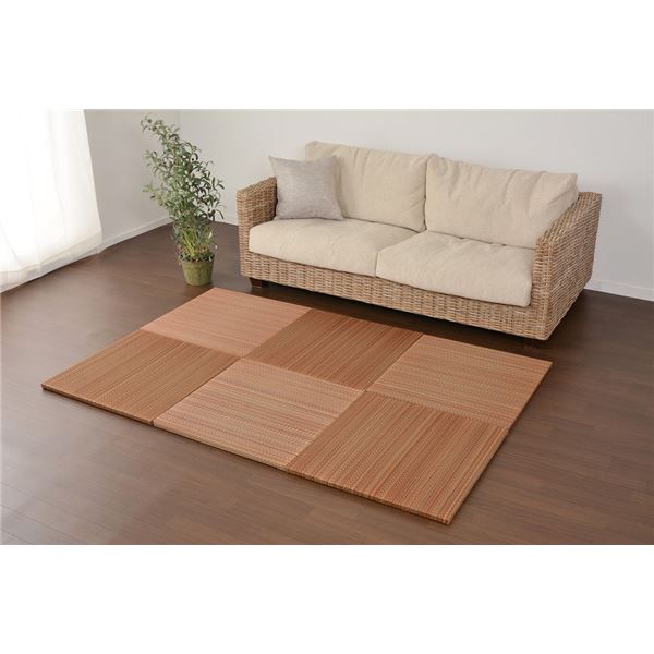 スーパSALE10倍＆4時間限定10％OFF い草 置き畳/ユニット畳 【65×65×2.5cm ブラウン】 抗カビ 消臭 防音 クッション性 軽量 『フラッタ 王騎』 〔リビング〕【代引NG】