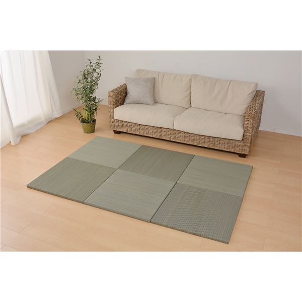 スーパSALE10倍＆4時間限定10％OFF い草 置き畳/ユニット畳 【65×65×2.5cm ブルー】 抗カビ 消臭 防音 クッション性 軽量 『紗彩 さや』 〔リビング〕【代引NG】