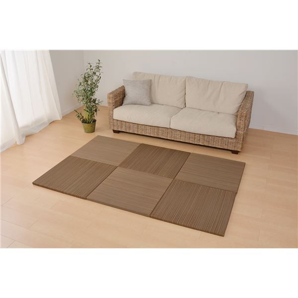 スーパSALE10倍＆4時間限定10％OFF い草 置き畳/ユニット畳 【65×65×2.5cm ブラウン】 抗カビ 消臭 防音 クッション性 軽量 『紗彩 さや』 〔リビング〕【代引NG】