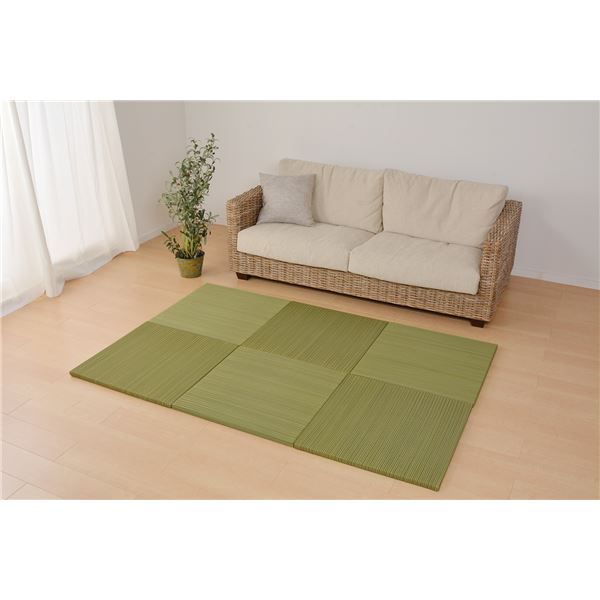 スーパSALE10倍＆4時間限定10％OFF い草 置き畳/ユニット畳 【65×65×2.5cm グリーン】 抗カビ 消臭 防音 クッション性 軽量 『紗彩 さや』 〔リビング〕【代引NG】