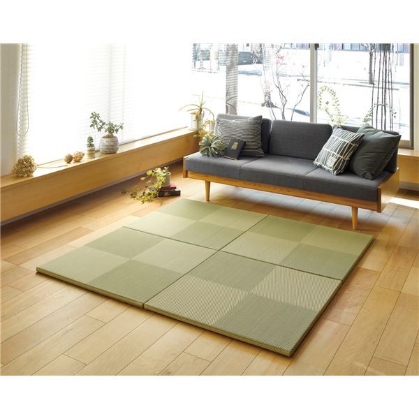 スーパSALE10倍＆4時間限定10％OFF PP 置き畳/ユニット畳 【65×65×2.5cm グリーン】 洗える 抗カビ 消臭 防滑加工 『市松模様 いちまつもよう』 〔リビング〕【代引NG】