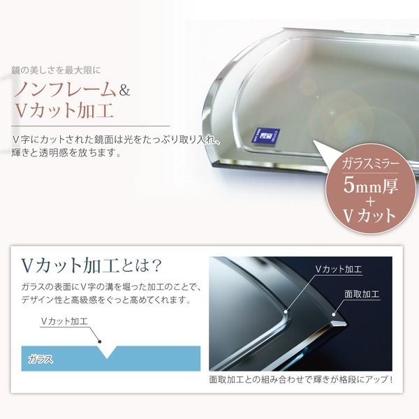 ノンフレーム ウォールミラー/壁掛け鏡 SUC018 飛散防止加工代引NG