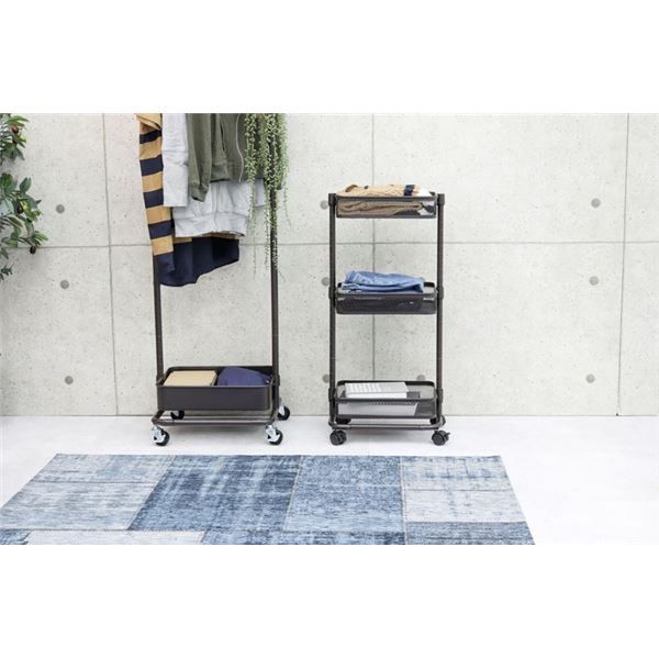 スーパSALE10倍＆4時間限定10％OFF トローリーワゴン/リビング収納 【ダークブラウン 幅38×奥行26×高さ80.5(46.5)cm】 組立式 キャスター付き 高さ調節可【代引NG】