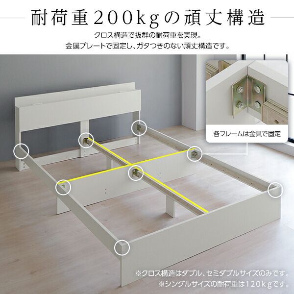 スーパSALE10倍＆4時間限定10％OFF ベッド 収納付き 引き出し付き 木製 棚付き 宮付き コンセント付き シンプル グレイッシュ モダン ホワイト ダブル ボンネルコイルマットレス付き
