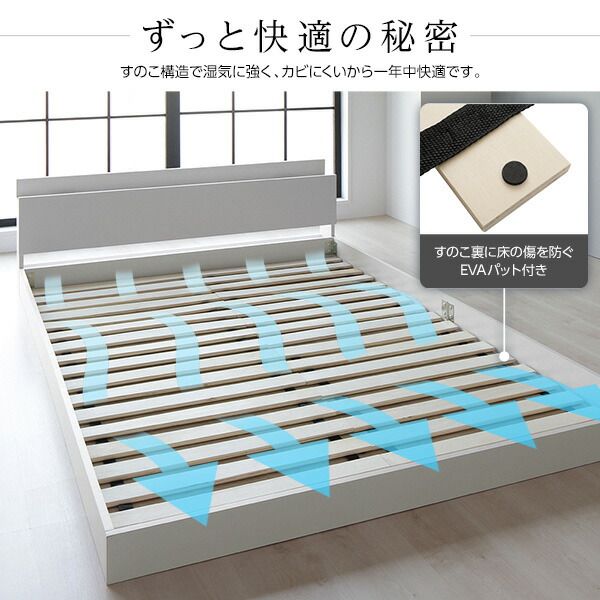 ベッド 低床 ロータイプ すのこ 木製 宮付き 棚付き コンセント付き シンプル グレイッシュ モダン ブラック シングル ボンネルコイルマットレス付き