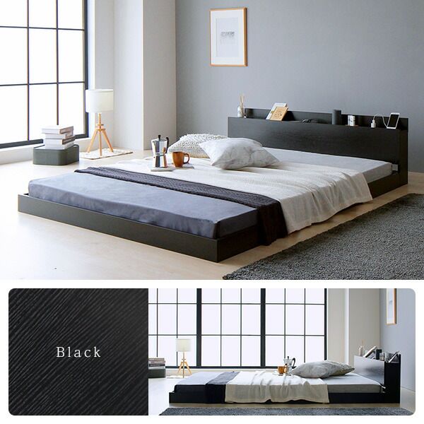スーパSALE10倍＆4時間限定10％OFF ベッド 低床 ロータイプ すのこ 木製 宮付き 棚付き コンセント付き シンプル グレイッシュ モダン ホワイト セミダブル ボンネルコイルマットレス付き