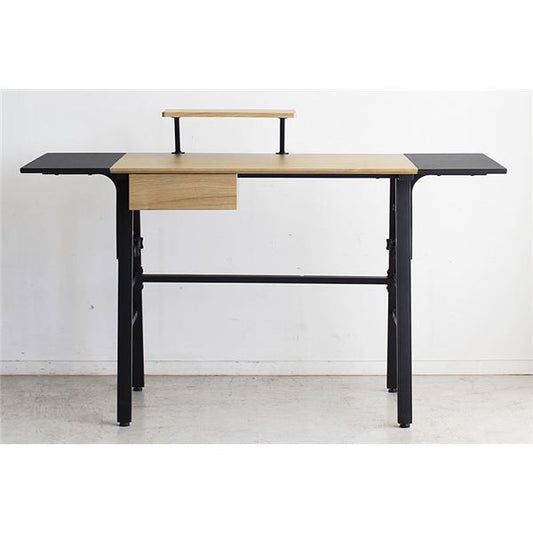 パソコンデスク/学習机 ナチュラル 幅134cm 可動棚 引き出し付き スチール製 『デイ』 組立品 〔リビング〕代引NG