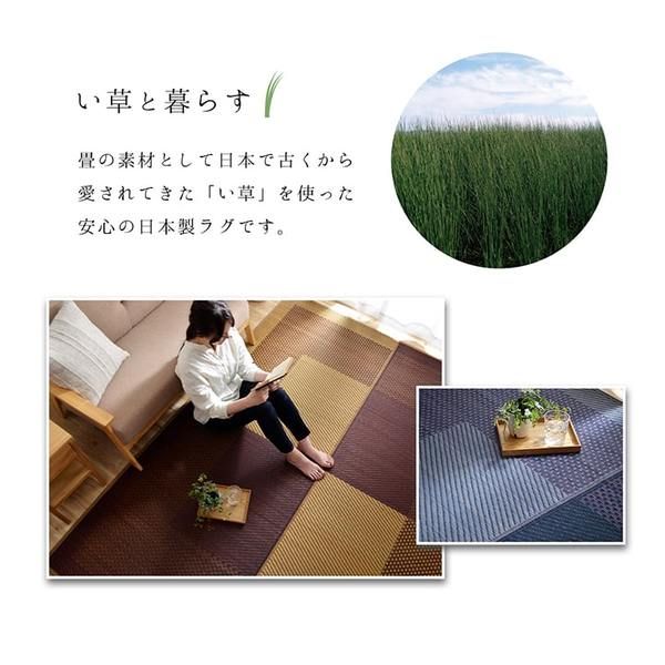 夏用 い草 ラグマット/絨毯 シンプル ベージュ 約191×250cm 長方形 日本製 抗菌 防臭 防滑 湿度調節 ホットカーペット対応代引NG