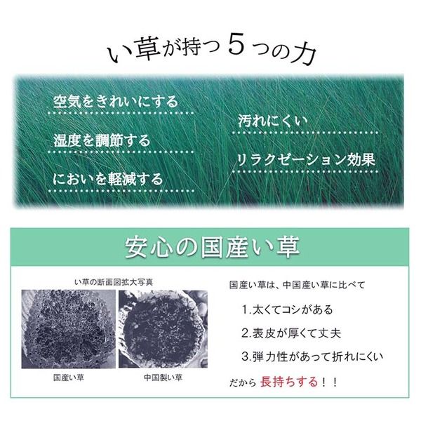 夏用 い草 ラグマット/絨毯 サークル グレー 191×191cm 正方形 日本製 抗菌 防臭 防滑 湿度調節 ホットカーペット対応代引NG