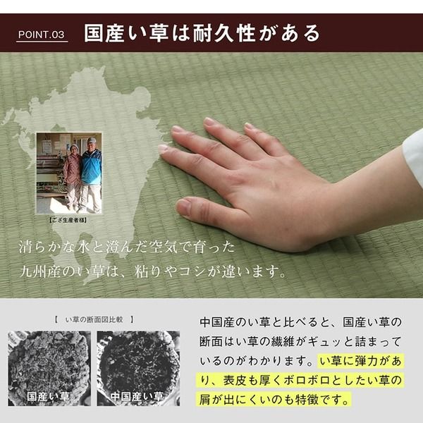 双目織 い草 上敷き/ラグマット 江戸間6畳 約261×352cm 日本製 撥水 抗菌 防臭 消臭 調湿機能付 耐久性抜群 〔リビング〕代引NG