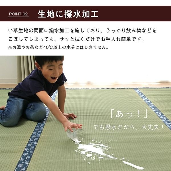 双目織 い草 上敷き/ラグマット 三六間6畳 約273×364cm 日本製 撥水 抗菌 防臭 消臭 調湿機能付 耐久性抜群 〔リビング〕代引NG