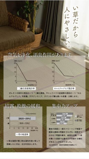 い草 ラグマット/花ござ 江戸間6畳 約261×352cm 格子柄 市松柄 グレー 裏：不織布 抗菌 防臭 湿度調節 〔リビング〕代引NG
