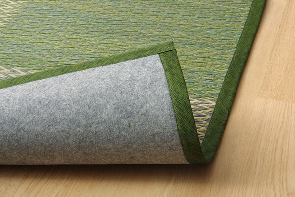 い草 ラグマット/花ござ 団地間4.5畳 約255×255cm 格子柄 市松柄 グレー 裏：不織布 抗菌 防臭 湿度調節 〔リビング〕代引NG