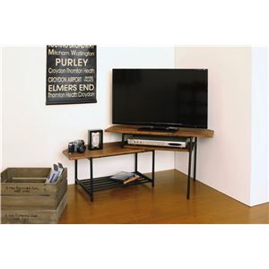 スライドTVボード/テレビ台 ブラウン 幅800〜1310×奥行400×高さ440mm スチールフレーム 天板付き 〔リビング〕 組立品代引NG