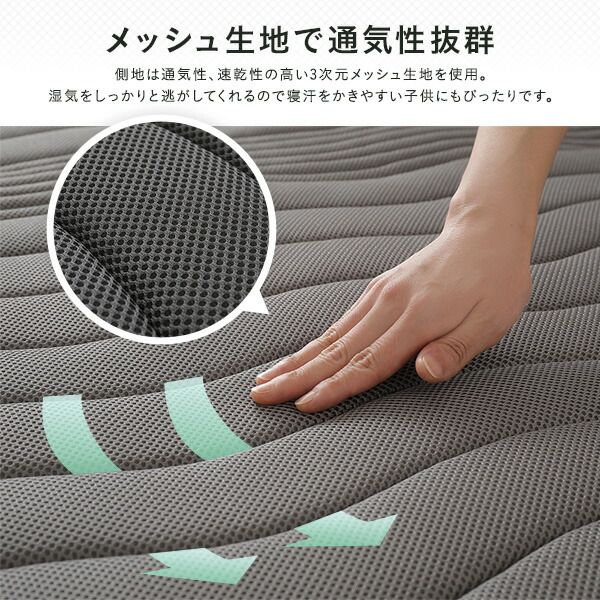 スーパSALE10倍＆4時間限定10％OFF マットレス ポケットコイル 薄型 三つ折り 快眠 高通気 メッシュ生地 体圧分散 1年保証 コンパクト 圧縮 梱包 グレイ セミダブル サイズ