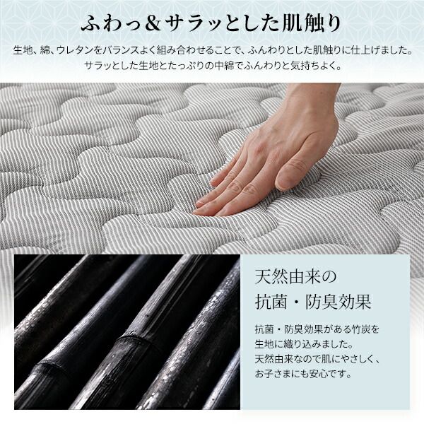 スーパSALE10倍＆4時間限定10％OFF マットレス 国産 ポケットコイル 薄型 三つ折り 竹炭 抗菌 防臭 快眠 体圧分散 1年保証 コンパクト 圧縮 梱包 グレイ セミダブル サイズ