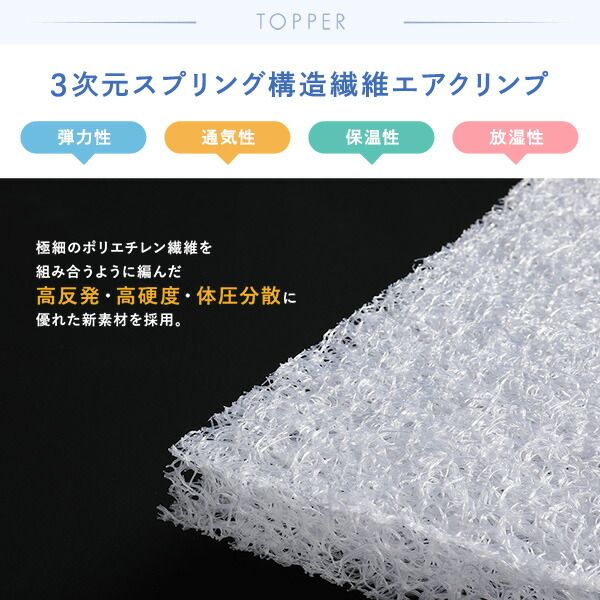 スーパSALE10倍＆4時間限定10％OFF マットレス 国産 ボンネルコイル 抗菌 防臭 防ダニ 3次元 樹脂 高通気 高反発 洗える オールシーズン トッパー 快眠 コンパクト 圧縮 梱包 シングル サイズ
