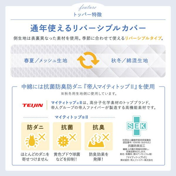 スーパSALE10倍＆4時間限定10％OFF マットレス 国産 ポケットコイル 抗菌 防臭 防ダニ 3次元 樹脂 高通気 高反発 洗える オールシーズン トッパー 快眠 コンパクト 圧縮 梱包 シングル サイズ