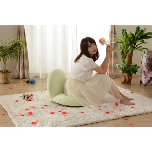 メロンパン 座椅子/パーソナルチェア グリーン 1人掛け 幅45cm 低反発ウレタン リクライニング スチールパイプ 〔リビング〕代引NG