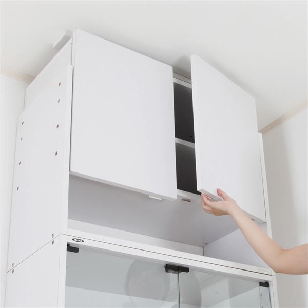 コレクションケース/収納棚 ワイド 専用上置き ハイタイプ 奥行39cm用 ホワイト 幅83.1cm 本体別売 組立品代引NG