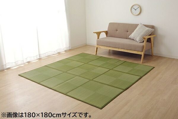 い草 置き畳風 ラグマット 長方形 ブラウン 約120×180cm 折りたたみ 調湿 消臭 防傷 不織布 ブロック 格子柄 市松 チェック代引NG