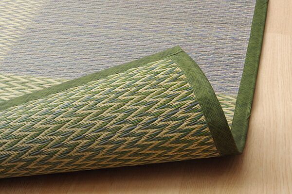 い草 ラグマット/花ござ 本間8畳 約382×382cm 格子柄 市松柄 グレー 抗菌 防臭 消臭 吸湿 湿度調整効果 〔リビング〕代引NG