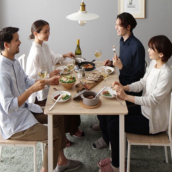 ダイニング チェア 4脚 セット ナチュラル×ホワイト シンプル モダン 北欧 木製 スチール デザイン 4人掛け 組立品