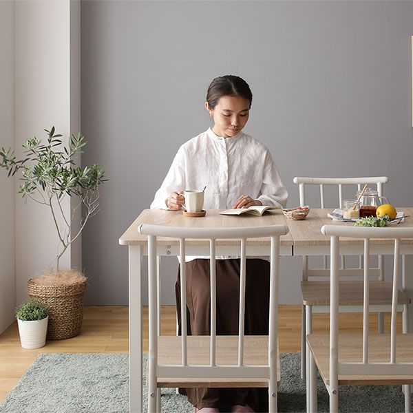ダイニング チェア 4脚 セット ナチュラル×ホワイト シンプル モダン 北欧 木製 スチール デザイン 4人掛け 組立品