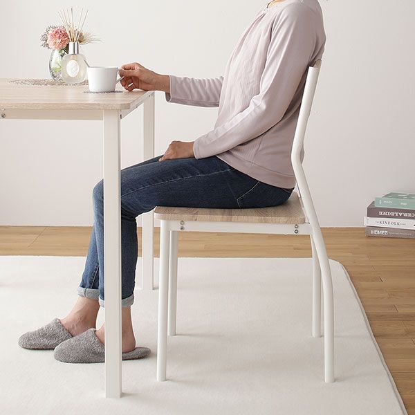 スーパSALE10倍＆4時間限定10％OFF ダイニング テーブル 単品 幅 110 cm ナチュラル × ホワイト フェミニン モダン 北欧 木製 スチール デザイン
