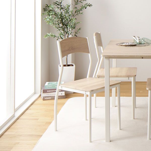 スーパSALE10倍＆4時間限定10％OFF ダイニング テーブル 単品 幅 110 cm ナチュラル × ホワイト フェミニン モダン 北欧 木製 スチール デザイン