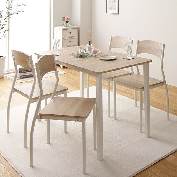 スーパSALE10倍＆4時間限定10％OFF ダイニング テーブル 単品 幅 110 cm ナチュラル × ホワイト フェミニン モダン 北欧 木製 スチール デザイン