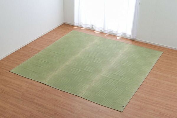 純国産い草 上敷きカーペット/絨毯 格子柄 江戸間3畳 約174×261cm 両面使用 抗菌 防臭 調湿 耐久性 日本製 〔リビング〕代引NG