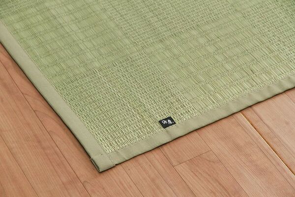 純国産い草 上敷きカーペット/絨毯 格子柄 江戸間6畳 約261×352cm 両面使用 抗菌 防臭 調湿 耐久性 日本製 〔リビング〕代引NG