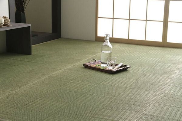 純国産い草 上敷きカーペット/絨毯 格子柄 本間2畳 約191×191cm 両面使用 抗菌 防臭 調湿 耐久性 日本製 〔リビング〕代引NG