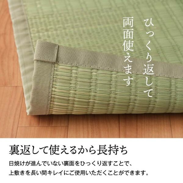 純国産い草 上敷きカーペット/絨毯 格子柄 本間4.5畳 約286×286cm 両面使用 抗菌 防臭 調湿 耐久性 日本製 〔リビング〕代引NG