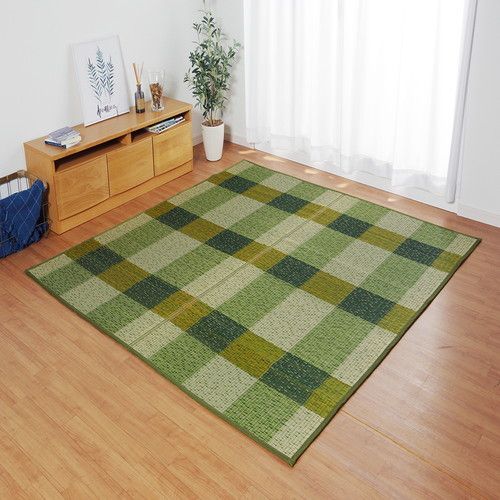 消臭い草 ラグマット/絨毯 長方形 リーフ ブラウン 約191×300cm 裏：不織布 防滑 抗菌 防臭 湿度調整効果 〔リビング〕代引NG