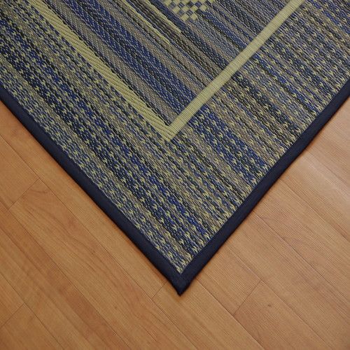 消臭い草 ラグマット/絨毯 長方形 ブルー 約191×300cm 裏：不織布 防滑 抗菌 防臭 湿度調整効果 〔リビング〕代引NG