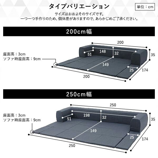 日本製 フロアソファー フロアマット付きLサイズ アッシュグレー幅250cm 洗えるカバー付き おしゃれ ローソファー国産 リビング 1人暮らし 子供部屋 ラグ プレイマットフロア ロー コーナー セット ファブリック 生地 代引NG