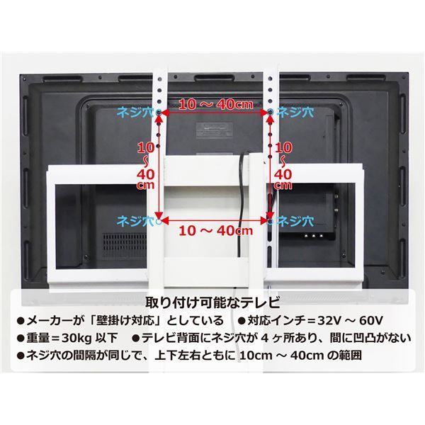 壁掛け風テレビ台 ロータイプ ホワイト 組立品代引NG