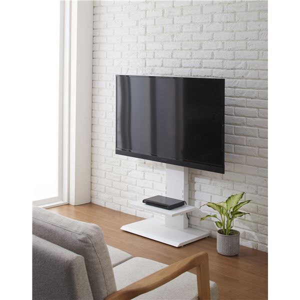 壁掛け風アングルテレビ台 ロータイプ ホワイト 組立品代引NG
