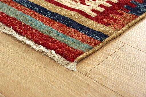 エスニック風 ラグマット/絨毯 約200×250cm レッド へたりにくい モルドバ製 折りたたみ式 オールシーズン 〔リビング〕代引NG