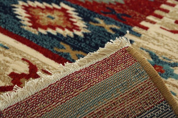 エスニック風 ラグマット/絨毯 約200×250cm レッド へたりにくい モルドバ製 折りたたみ式 オールシーズン 〔リビング〕代引NG