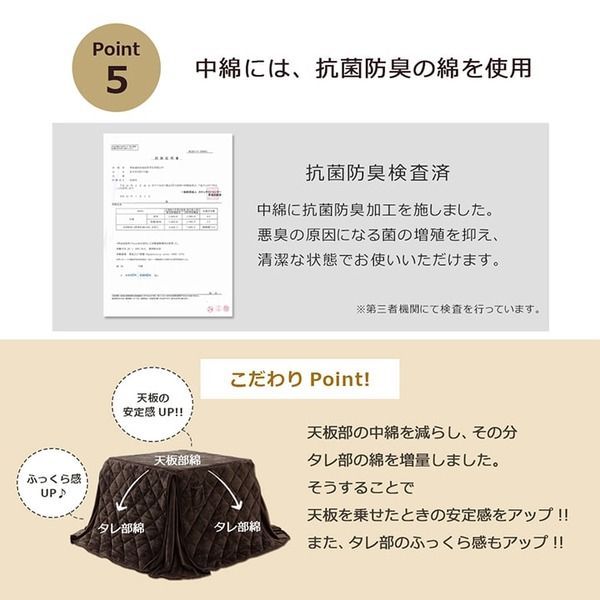 ダイニング用 こたつ布団 ハイタイプ用 ネイビー 約235×235cm 正方形 洗える 抗菌防臭加工 〔リビング〕代引NG