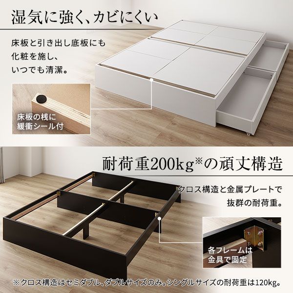 スーパSALE10倍＆4時間限定10％OFF ベッド シングル ベッドフレームのみ ブラック 収納付き 引き出し付き キャスター付き 木製 ヘッドレス シンプル モダン