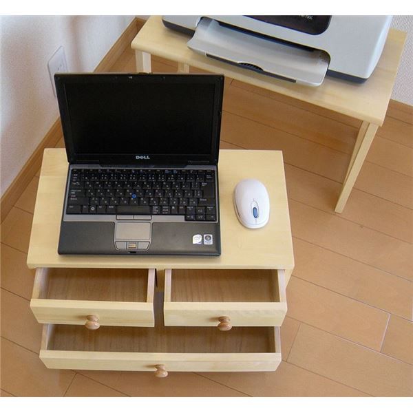 パソコンデスク/学習机 ロータイプ ナチュラル 大：約幅55cm 木製 引き出し付き キャスター付き 〔勉強部屋 子供部屋 書斎〕代引NG