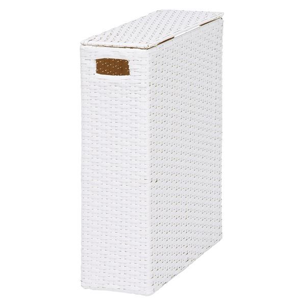 スーパSALE10倍＆4時間限定10％OFF トイレットペーパーボックス/トイレ収納 【ホワイト 幅35×奥行14×高さ47cm】 スチール 〔御手洗 レストルーム〕【代引NG】